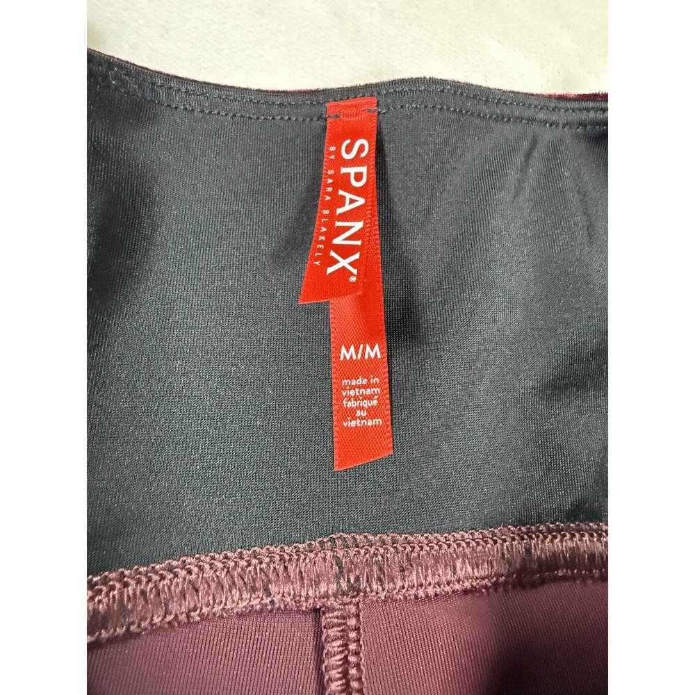 SPANX Velvet Leggings Womens M Burgundy High Rise Slimming Stretch Ankle Pull On - Picture 2 of 7